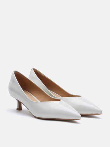 PAZZION, Claudia Embossed Pointed Toe Heels, Beige